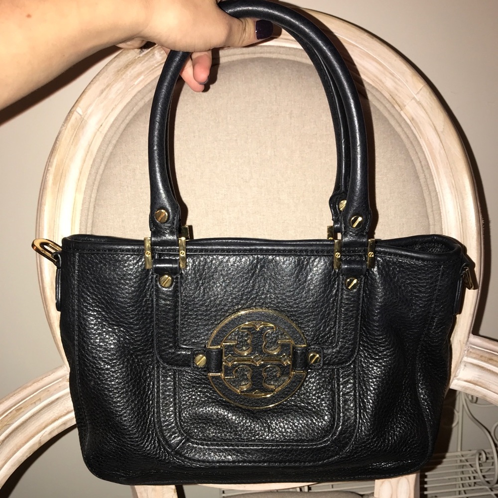 Black Leather Tory Burch Amanda Purse